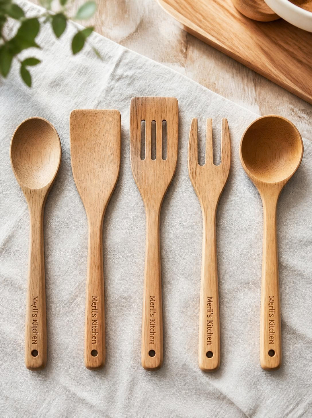 Natural Wooden Kitchen Utensil Set (5 Pieces)